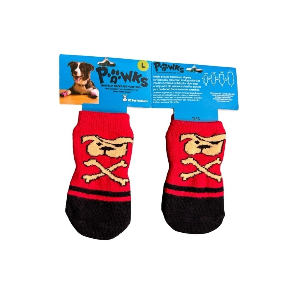 4PC Pet Dog Nonskid Soft Large Socks Red Black Tan Black Cross Bones